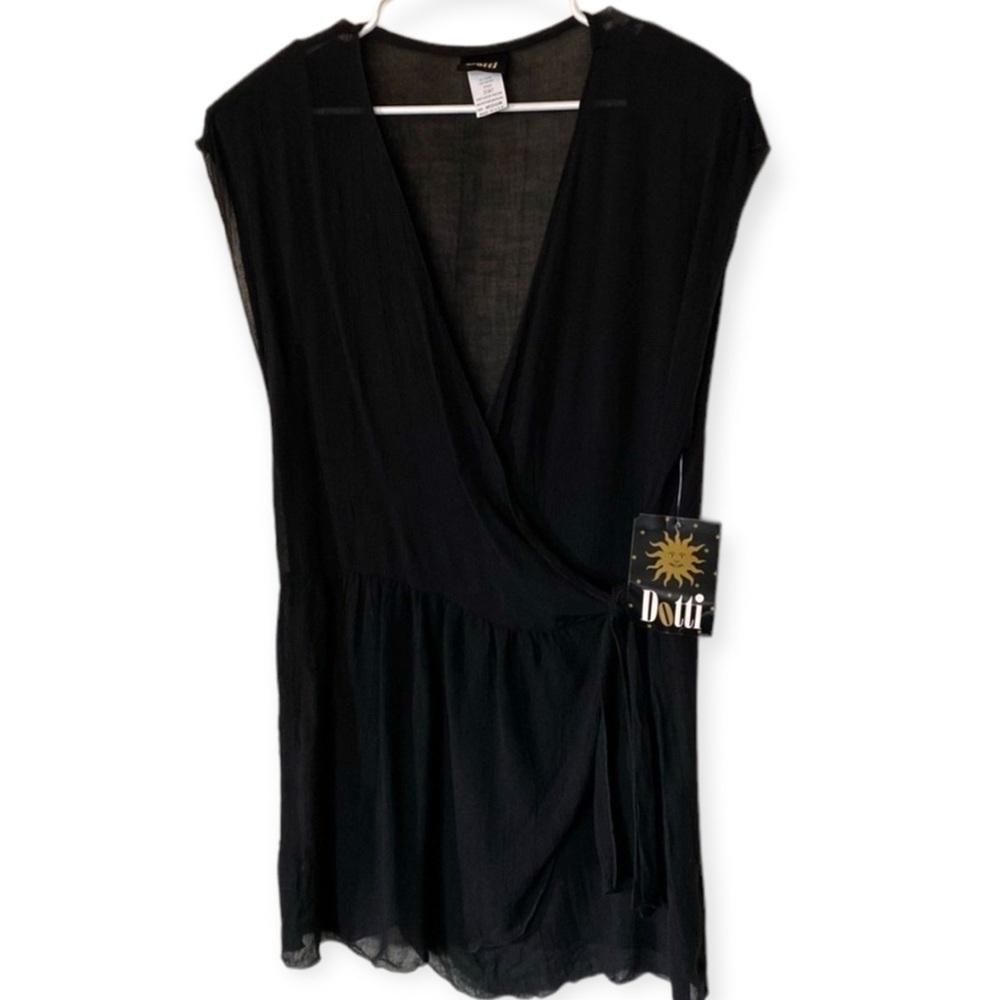 4 for $20 SALE! Dotti V Neck Wrap Swimsuit Coverup, Black, Size Medium